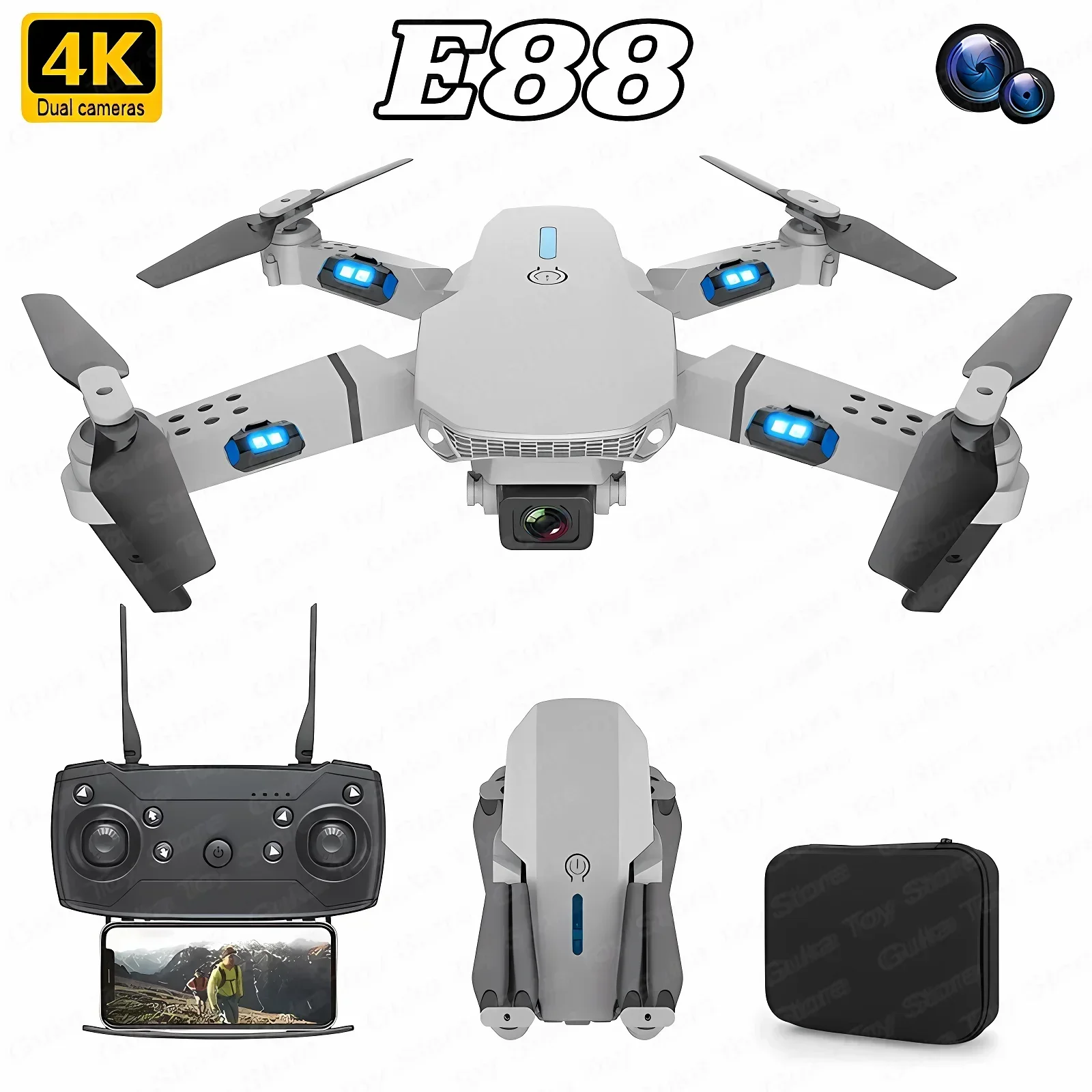 E88 Pro WIFI FPV Drone gran an - Drone E88 Rc Quadcopter reseña y precio